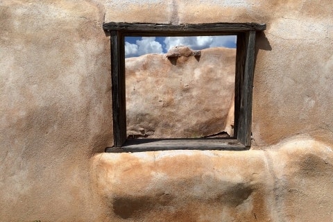 Mission convento fragment through window