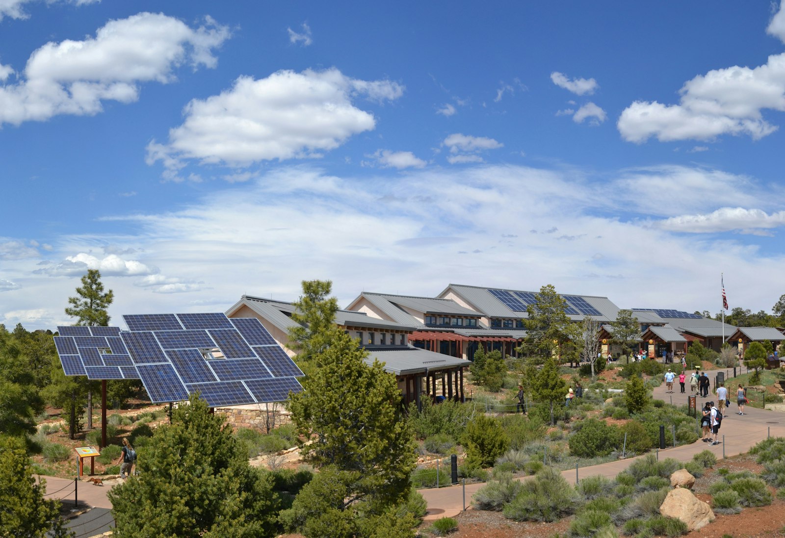 Solar panels installed outside a visitor center