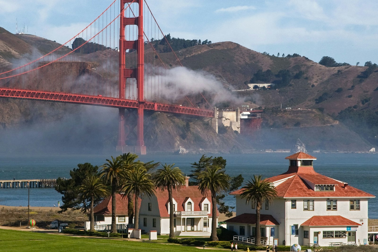 Presidio of San Francisco with the Golden Gate bridge in the background