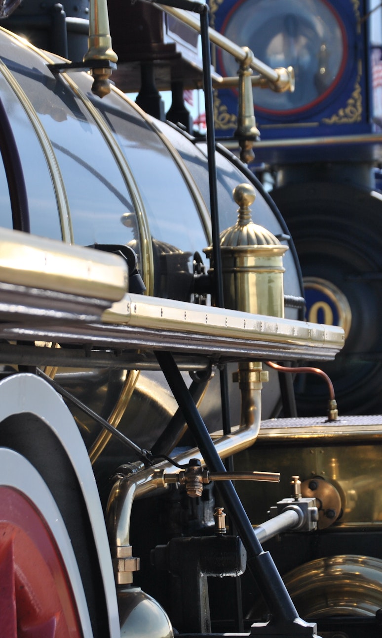 Close up view of locomotives