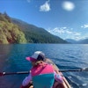 A girl sitting in a kayak