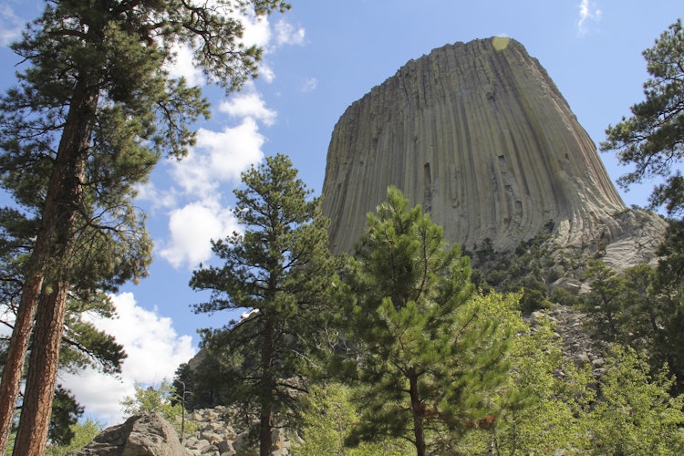 A view of Devils Tower from the boulder field by the Tower Trail